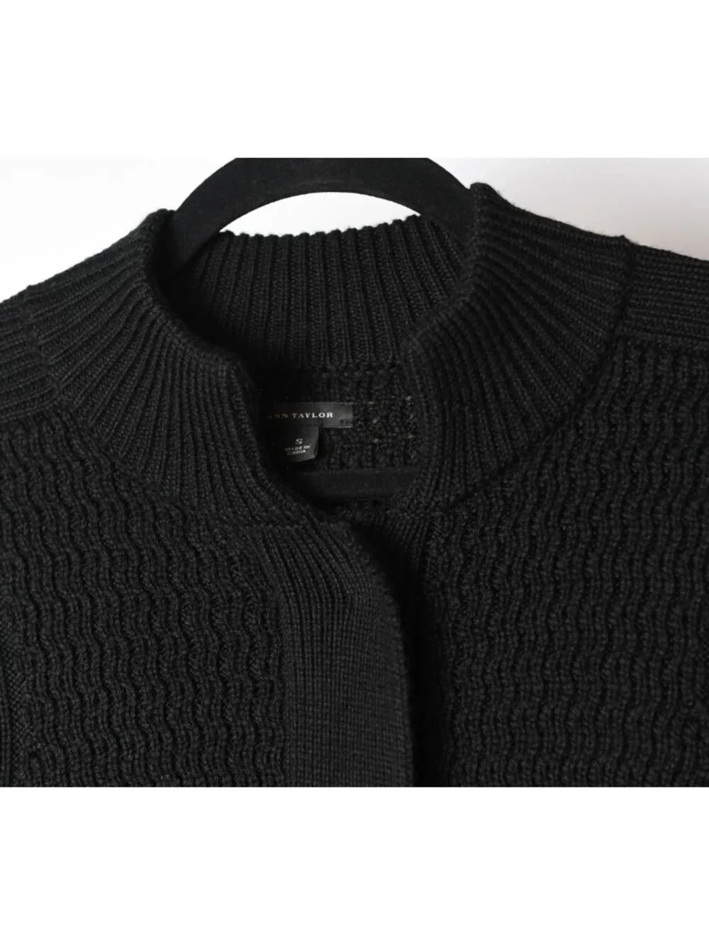 Ann Taylor Size Small Black Zip Back Peplum Hem Knit Sweater - Picture 5 of 12